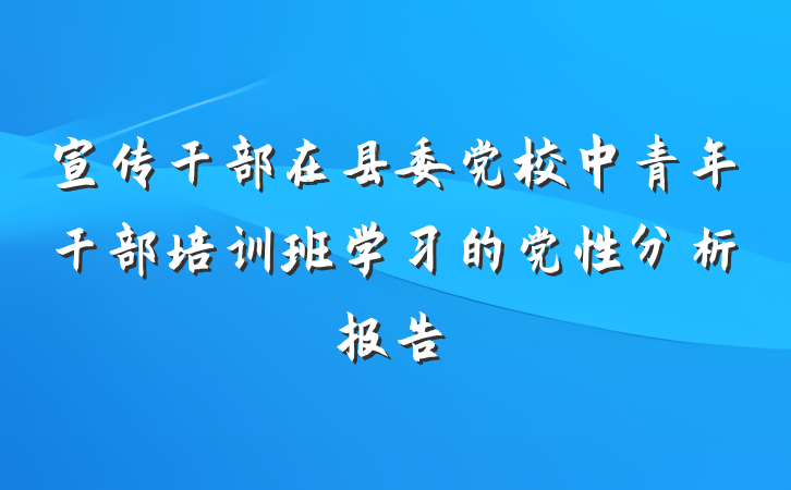 宣传干部在县委党校中青年干部培训班学习的党性分析报告