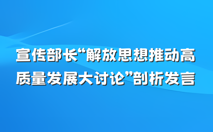 宣传部长“解放思想推动高质量发展大讨论”剖析发言