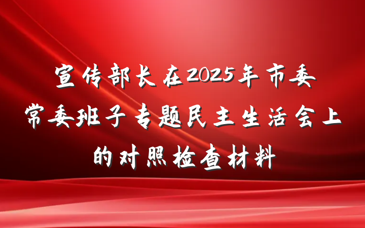 宣传部长在2025年市委常委班子专题民主生活会上的对照检查材料