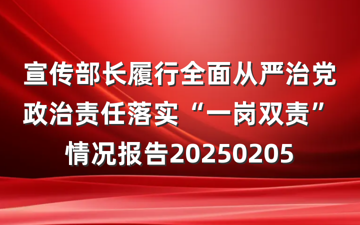 宣传部长履行全面从严治党政治责任落实“一岗双责”情况报告20250205