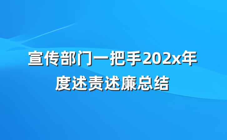 宣传部门一把手202x年度述责述廉总结