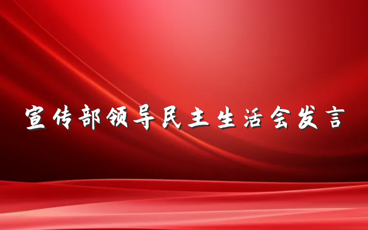 宣传部领导民主生活会发言