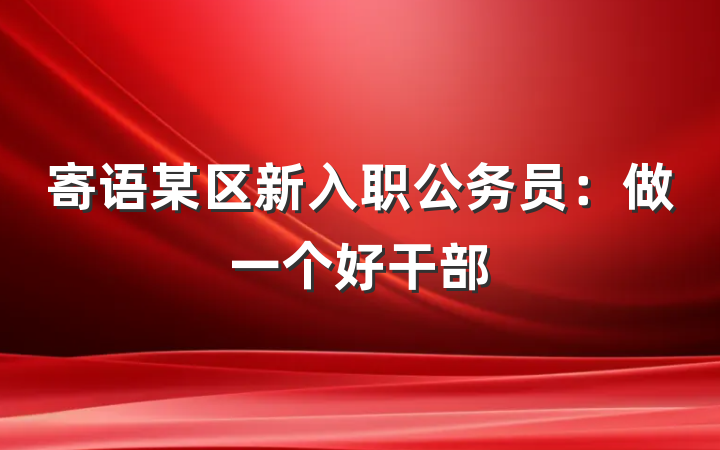 寄语某区新入职公务员：做一个好干部