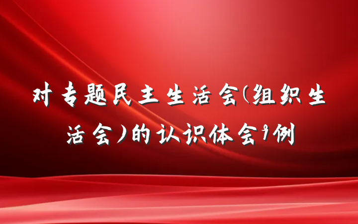 对专题民主生活会(组织生活会)的认识体会9例