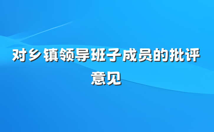 对乡镇领导班子成员的批评意见