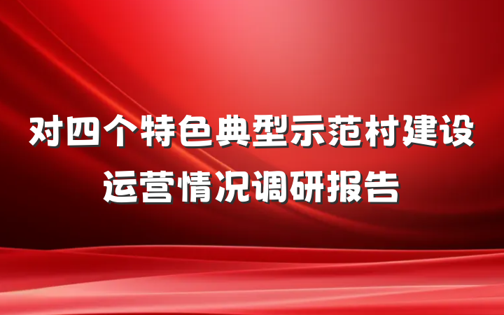 对四个特色典型示范村建设运营情况调研报告