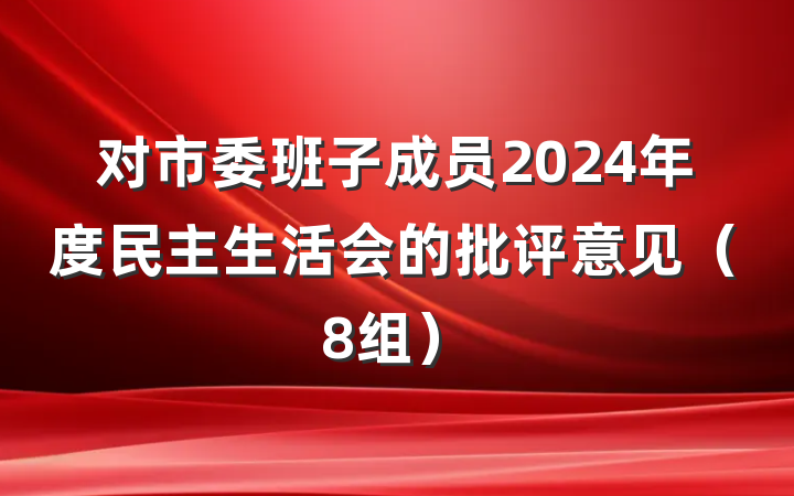 对市委班子成员2024年度民主生活会的批评意见（8组）