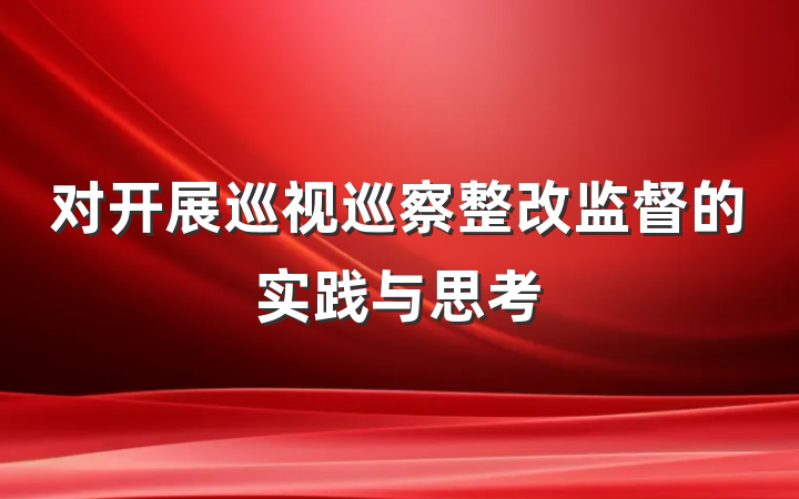 对开展巡视巡察整改监督的实践与思考