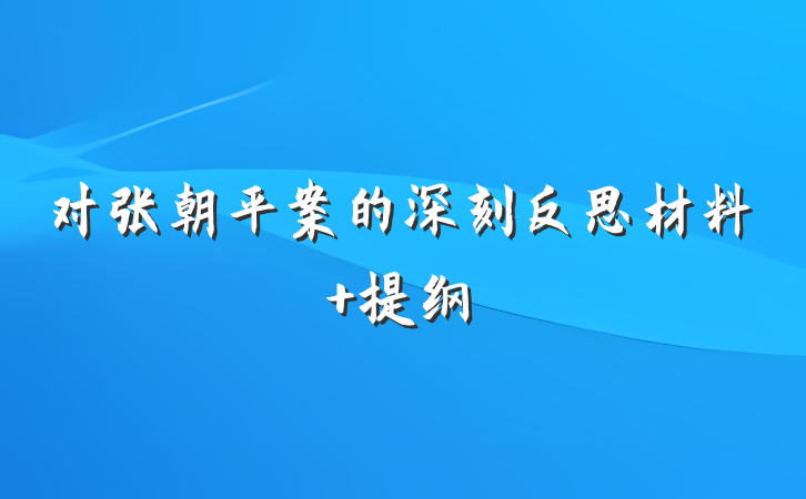对张朝平案的深刻反思材料 提纲