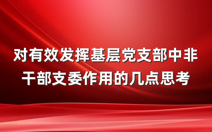 对有效发挥基层党支部中非干部支委作用的几点思考