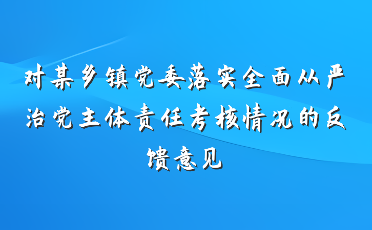 对某乡镇党委落实全面从严治党主体责任考核情况的反馈意见