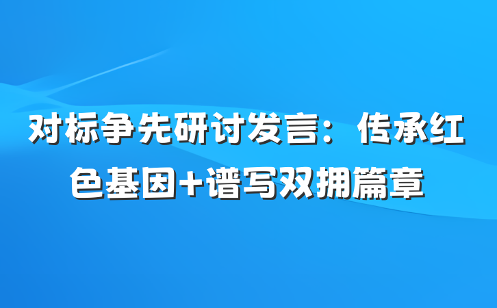 对标争先研讨发言：传承红色基因 谱写双拥篇章