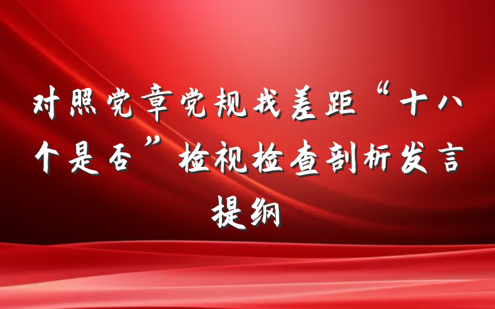 对照党章党规找差距“十八个是否”检视检查剖析发言提纲