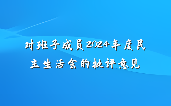 对班子成员2024年度民主生活会的批评意见
