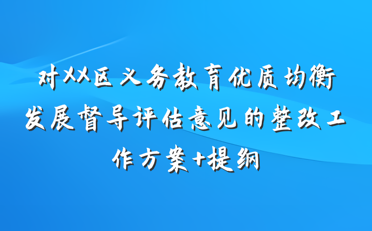 对XX区义务教育优质均衡发展督导评估意见的整改工作方案 提纲