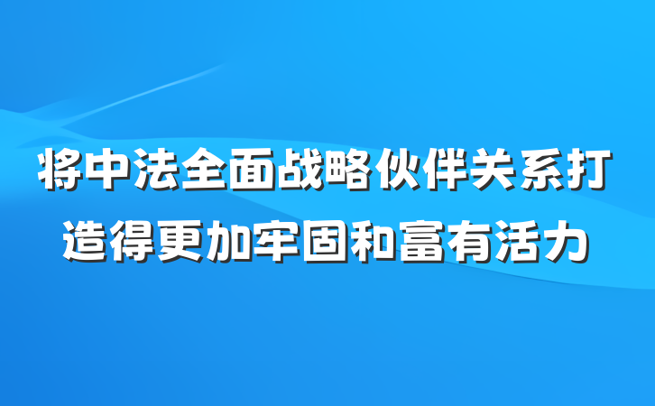 将中法全面战略伙伴关系打造得更加牢固和富有活力