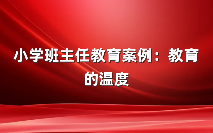 小学班主任教育案例：教育的温度