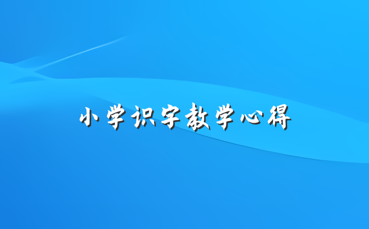小学识字教学心得