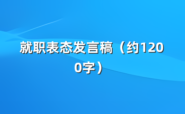 就职表态发言稿（约1200字）