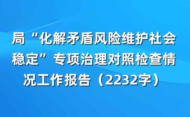 局“化解矛盾风险维护社会稳定”专项治理对照检查情况工作报告（2232字）