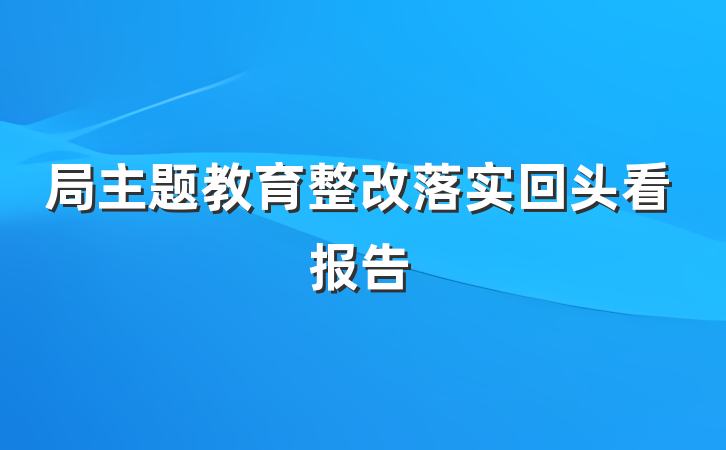 局主题教育整改落实回头看报告