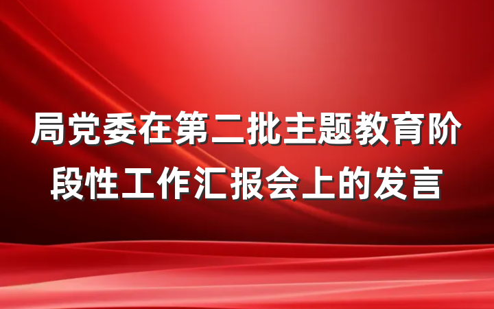 局党委在第二批主题教育阶段性工作汇报会上的发言
