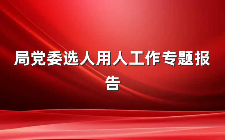 局党委选人用人工作专题报告