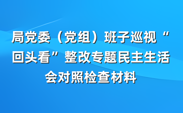 局党委（党组）班子巡视“回头看”整改专题民主生活会对照检查材料