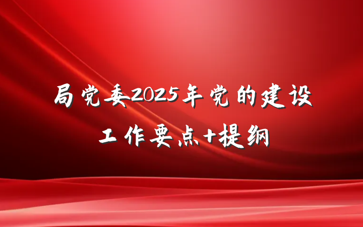 局党委2025年党的建设工作要点 提纲