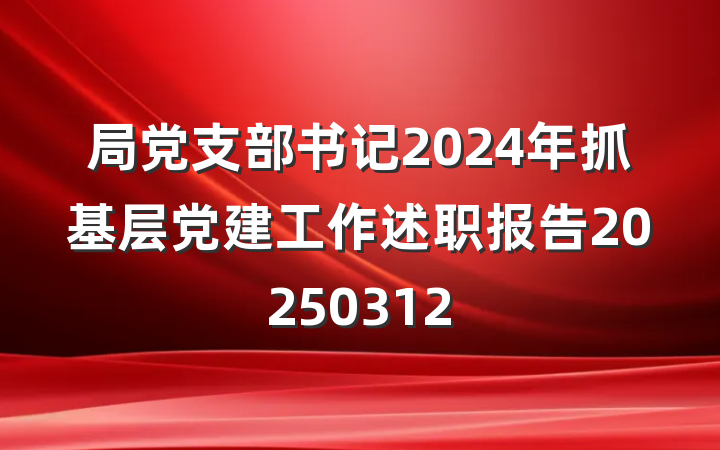 局党支部书记2024年抓基层党建工作述职报告20250312