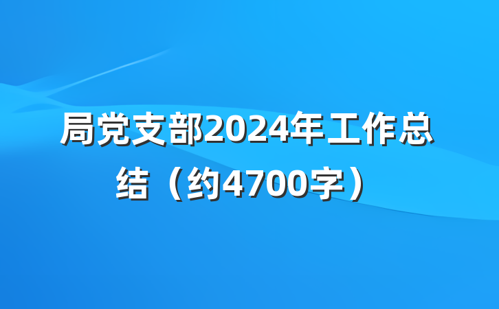 局党支部2024年工作总结（约4700字）