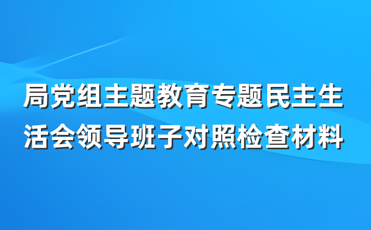 局党组主题教育专题民主生活会领导班子对照检查材料
