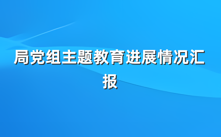 局党组主题教育进展情况汇报