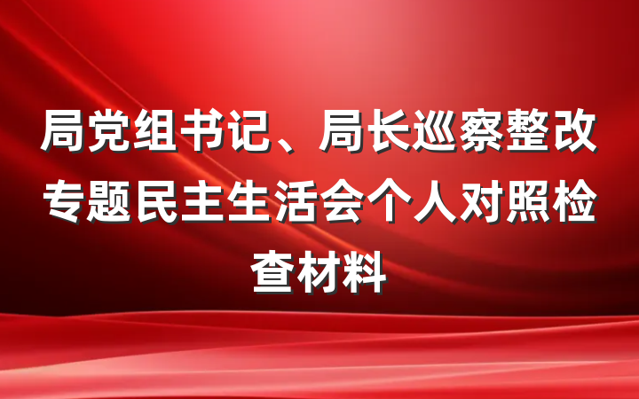 局党组书记、局长巡察整改专题民主生活会个人对照检查材料