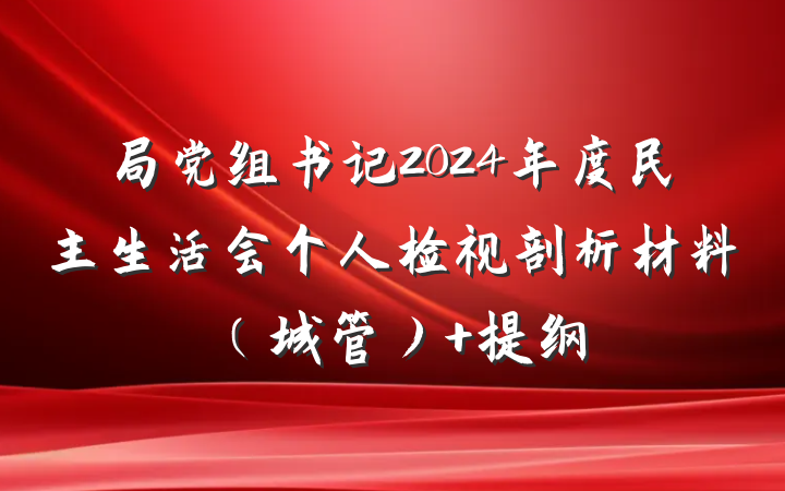 局党组书记2024年度民主生活会个人检视剖析材料（城管） 提纲