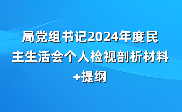 局党组书记2024年度民主生活会个人检视剖析材料 提纲