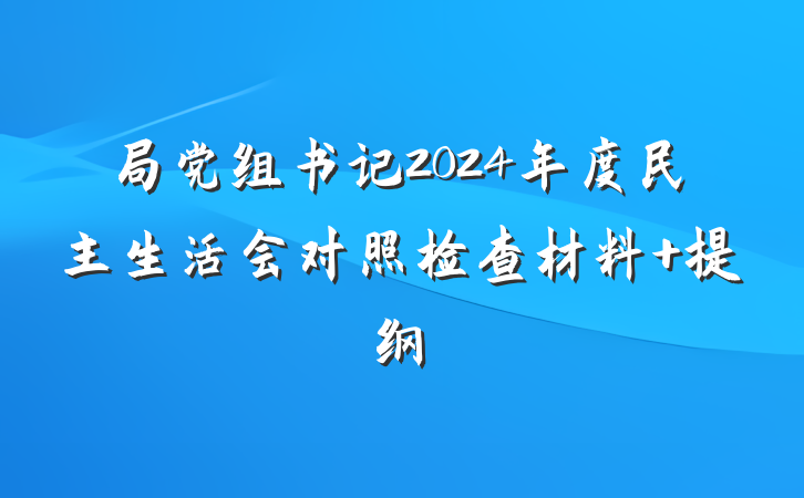 局党组书记2024年度民主生活会对照检查材料 提纲
