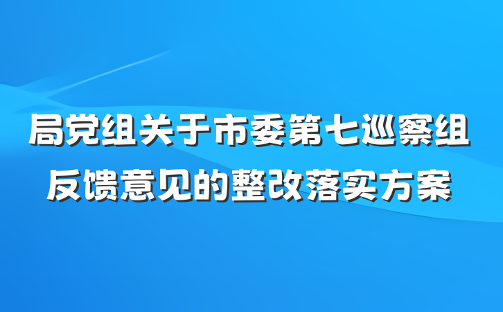 局党组关于市委第七巡察组反馈意见的整改落实方案