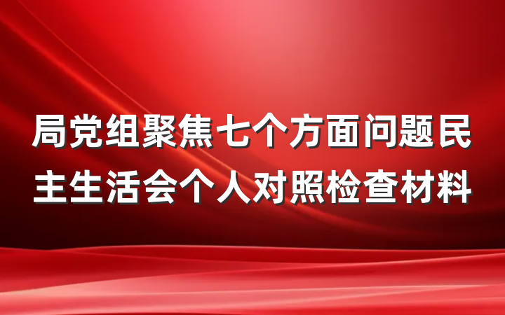 局党组聚焦七个方面问题民主生活会个人对照检查材料