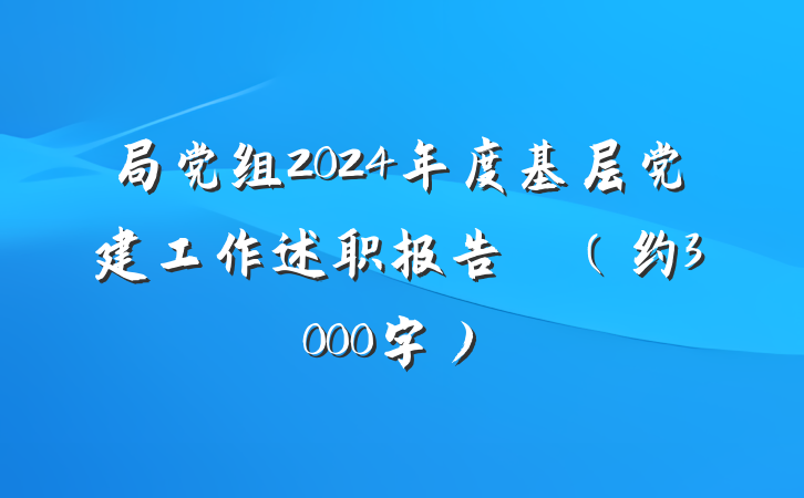 局党组2024年度基层党建工作述职报告  （约3000字）