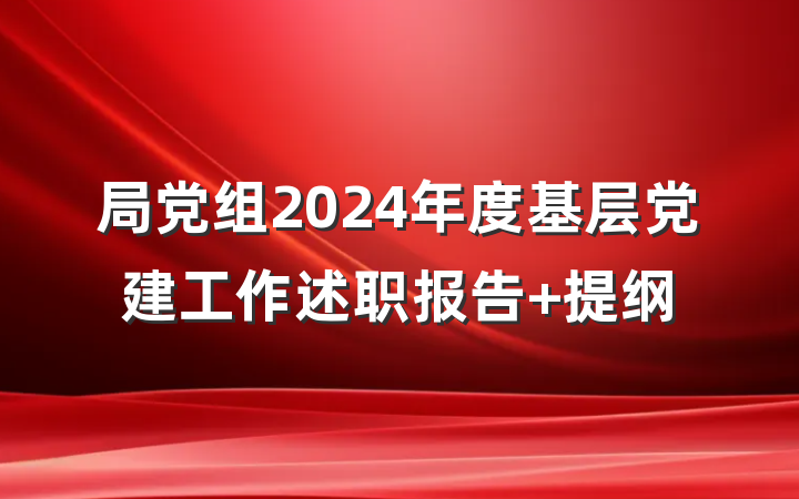 局党组2024年度基层党建工作述职报告 提纲