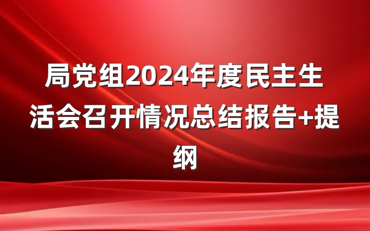局党组2024年度民主生活会召开情况总结报告 提纲