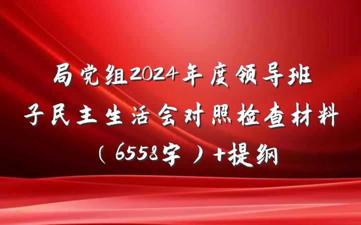 局党组2024年度领导班子民主生活会对照检查材料（6558字） 提纲