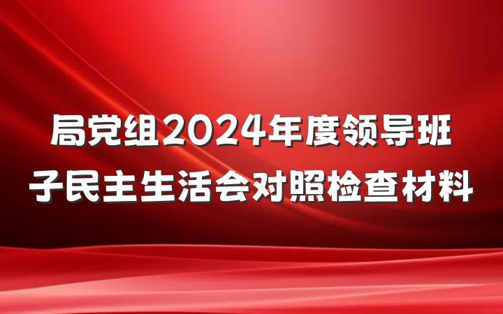 局党组2024年度领导班子民主生活会对照检查材料