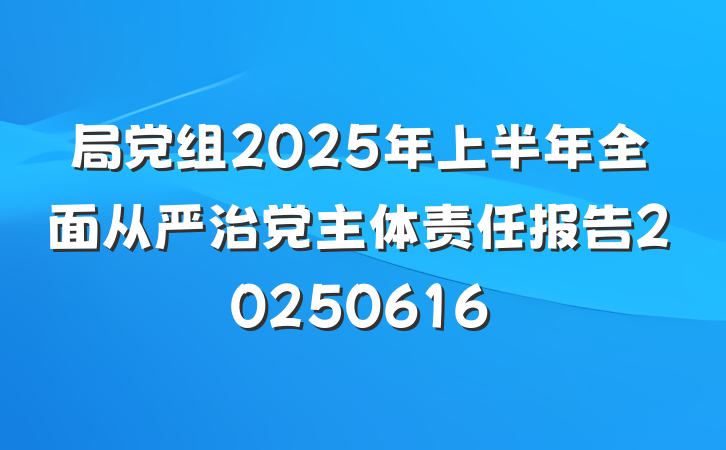 局党组2025年上半年全面从严治党主体责任报告20250616
