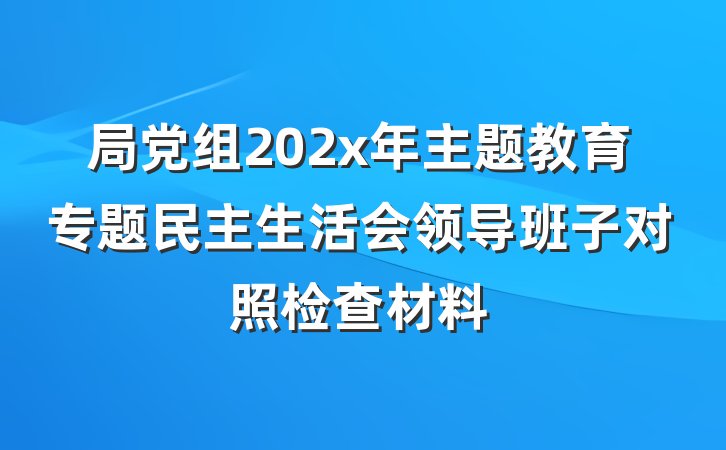 局党组202x年主题教育专题民主生活会领导班子对照检查材料