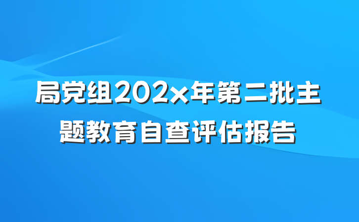 局党组202x年第二批主题教育自查评估报告