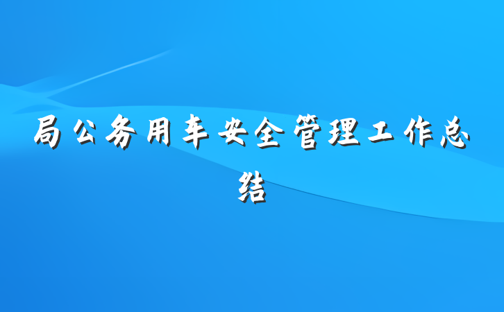 局公务用车安全管理工作总结