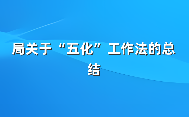 局关于“五化”工作法的总结
