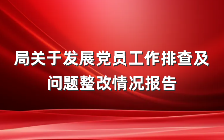 局关于发展党员工作排查及问题整改情况报告